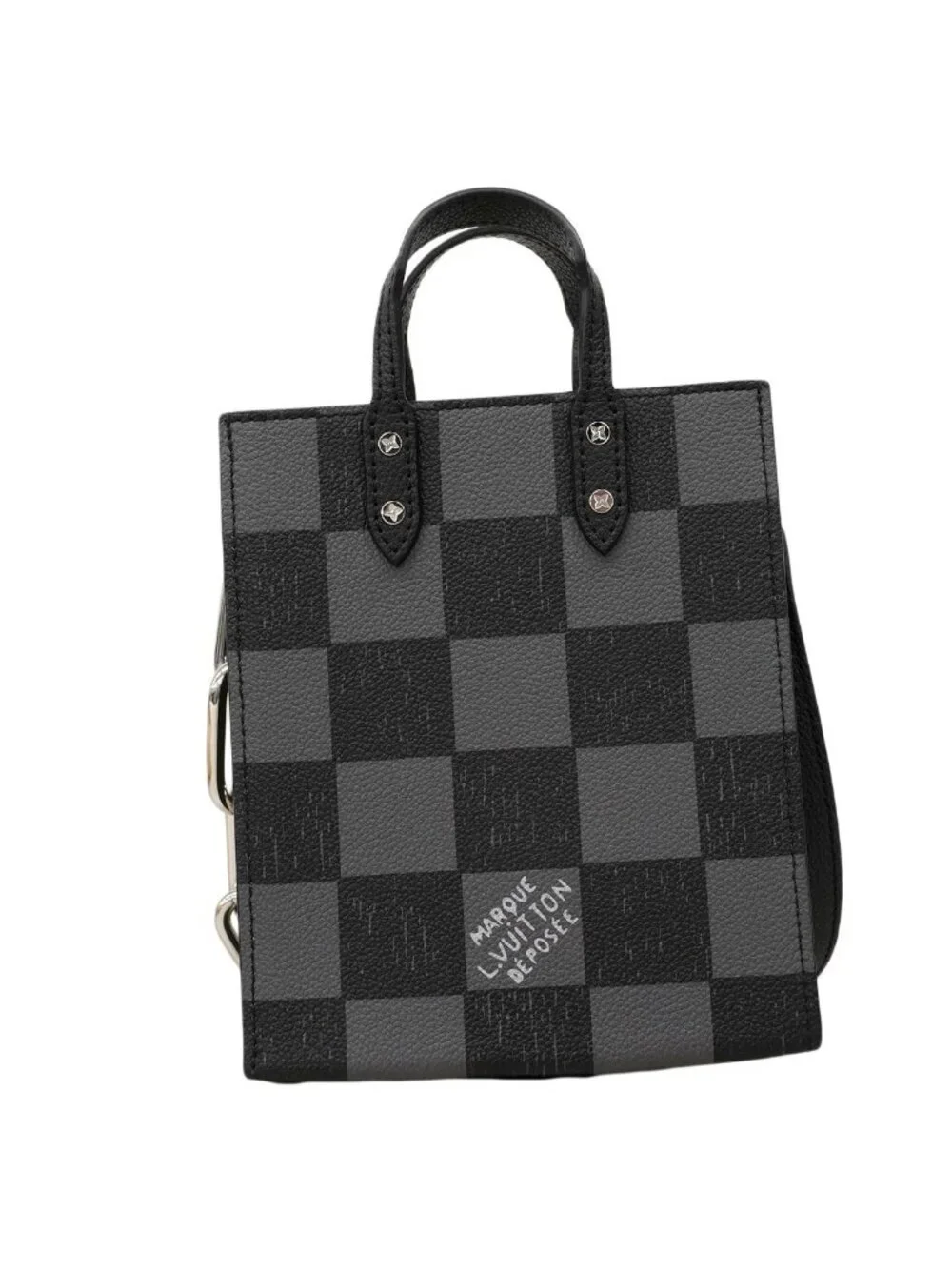 Louis Vuitton Handbag Damier Checkerboard Sac Plat XS Black 2-Way